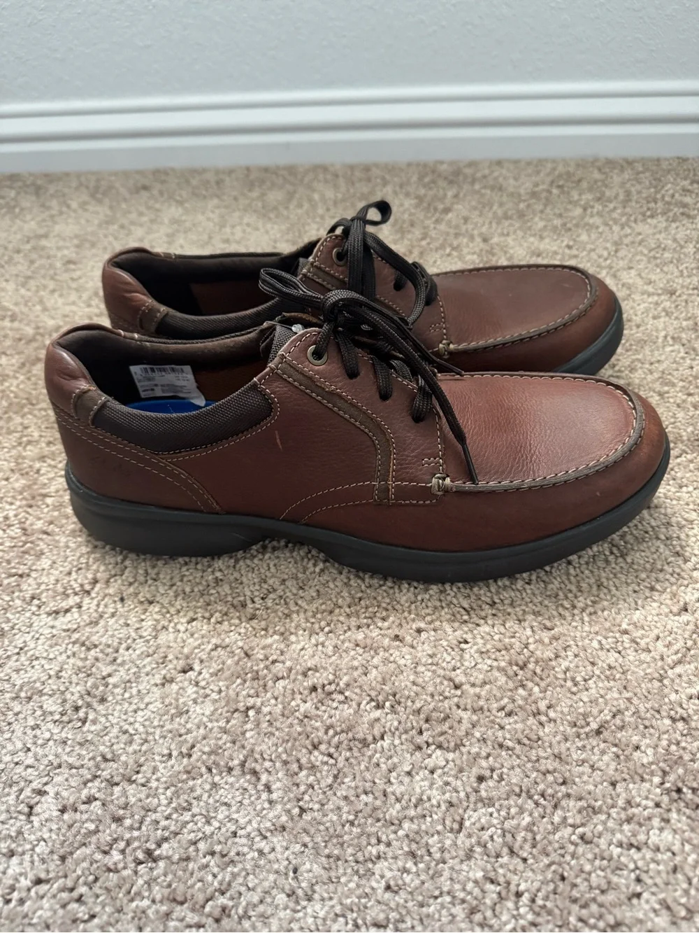 Clark’s Bradley Vibes Oxford Shoes Brown Leather Lace Size 13W Comfort Ortholite